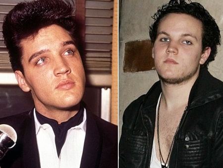 A picture of Benjamin Keough (right) and his late grandfather Elvis Presley (left).